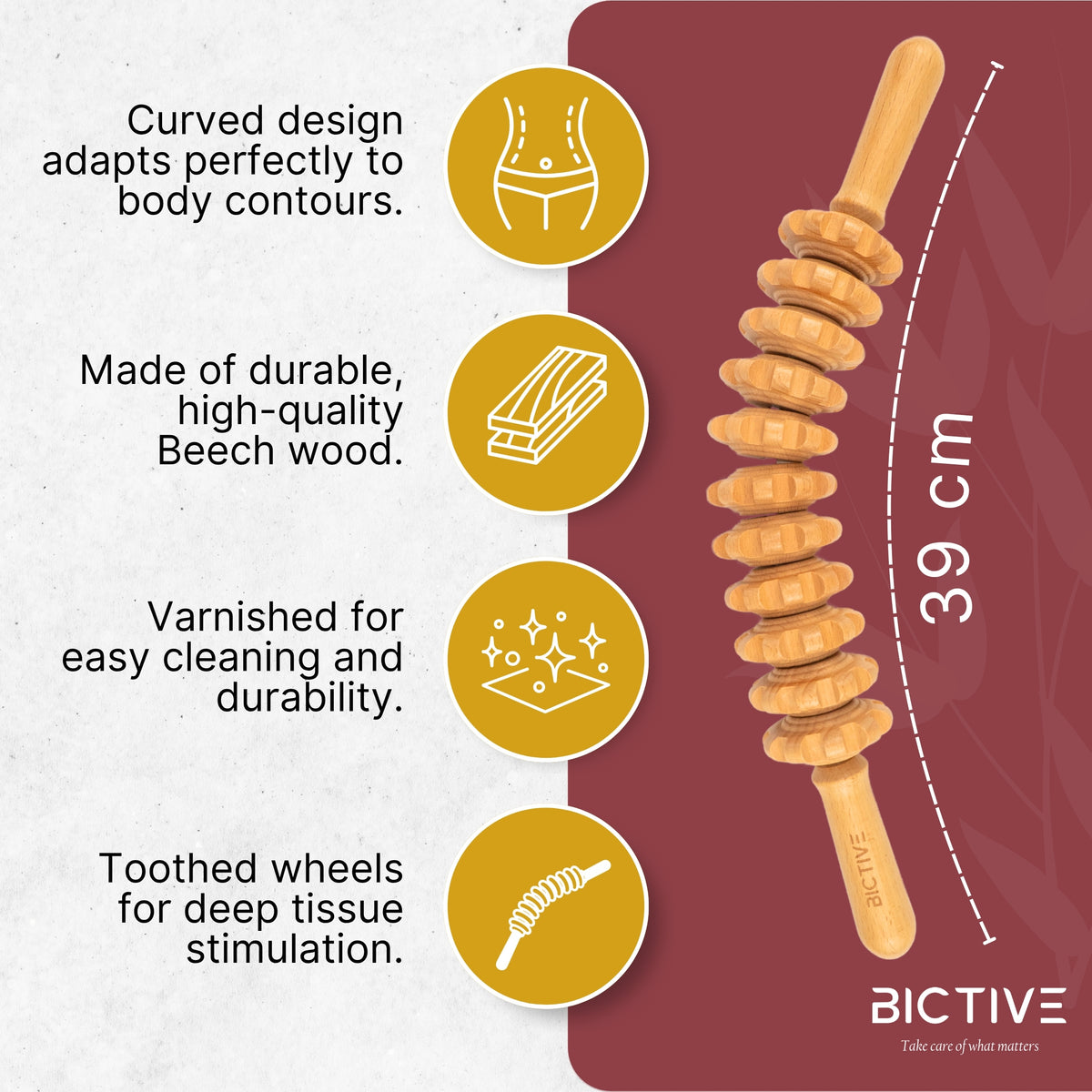 Rodillo Curvo de Maderoterapia Corporal para Celulitis y Rodi