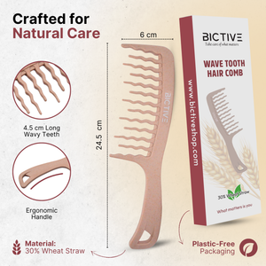 Peine Con Púas Anchas Onduladas para Cabello Ondulado, Rizo, Largo y Grueso. Desenredante, Definidor de Rizos, Peine Pelo Rizo, Antitirones, Método Curly. Con Dientes Anchos que Reducen Nudos.