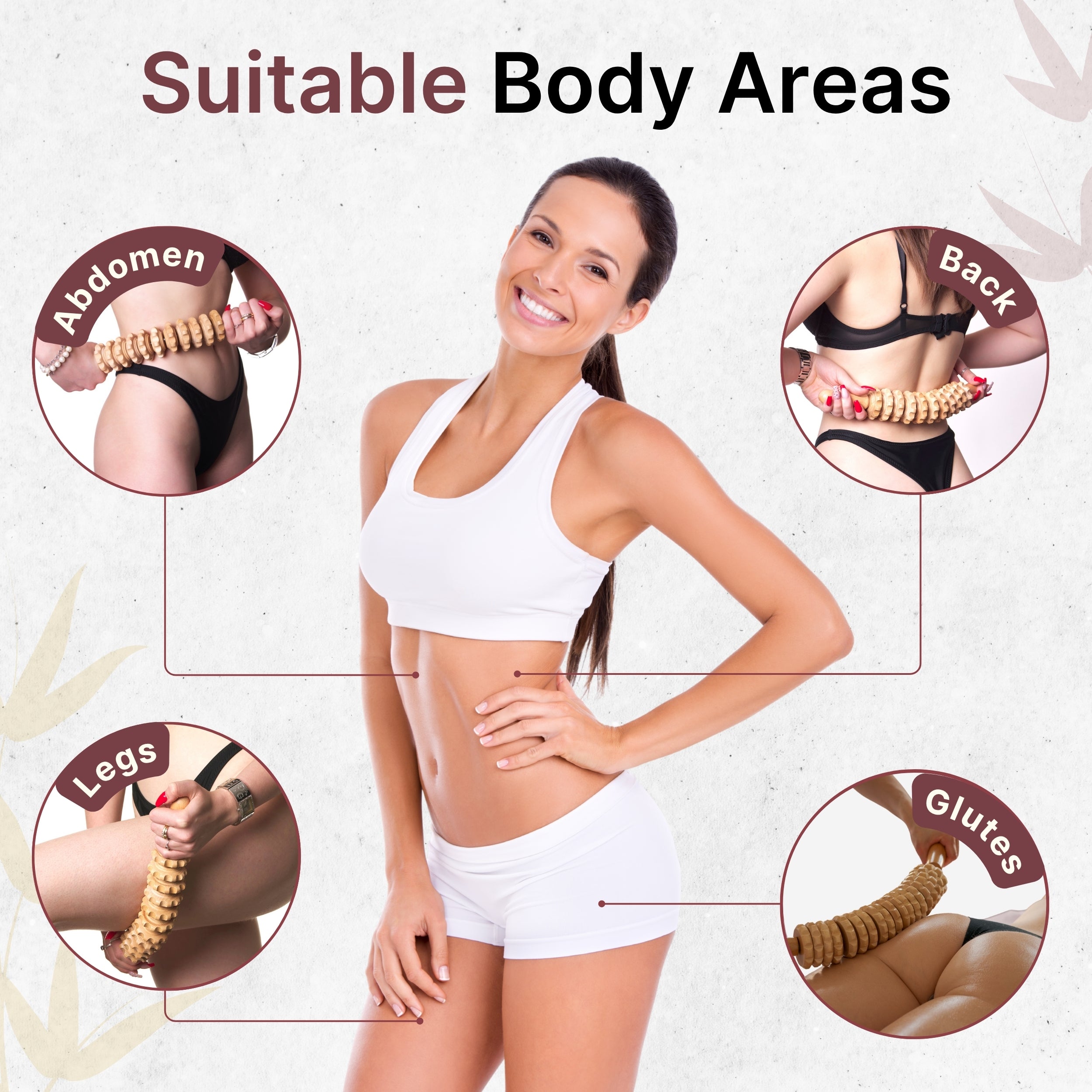 Rodillo Curvo de Maderoterapia Corporal para Celulitis y Masajes. Rodillo Anticelulítico para Piernas, Muslos, Glúteos y Abdomen. Mejora el Drenaje Linfático. Masajeador de Madera con Bolsa.