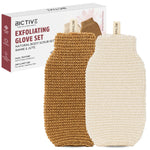 Cargar imagen en el visor de la galería, Kit de 2 Guantes Exfoliantes Corporales de Fibras Naturales. Para Eliminar Piel Muerta y Tener Piel Suave y Luminosa. Manopla Exfoliante, Guantes de Crin para la Ducha. Suave e Intenso
