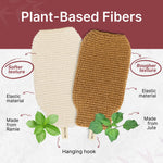 Cargar imagen en el visor de la galería, Kit de 2 Guantes Exfoliantes Corporales de Fibras Naturales. Para Eliminar Piel Muerta y Tener Piel Suave y Luminosa. Manopla Exfoliante, Guantes de Crin para la Ducha. Suave e Intenso
